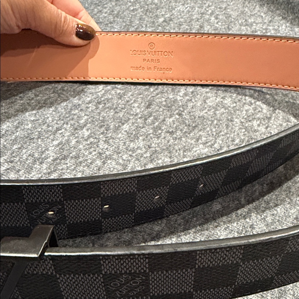 Black Checkered Men's Belt with buckle - Picture 2 of 10